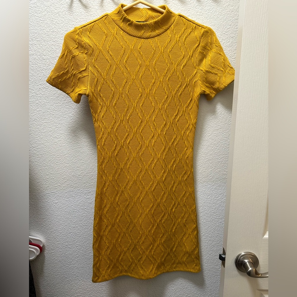 NWOT: Mustard mock neck sweater dress
